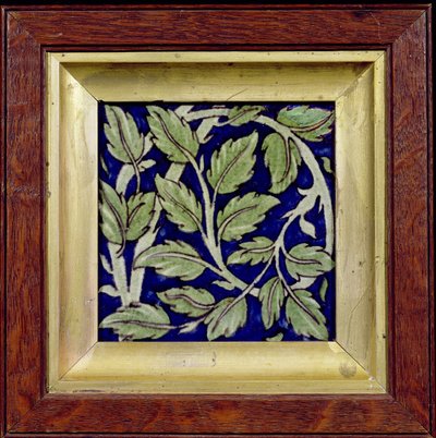 Tile with a leaf design by William de Morgan